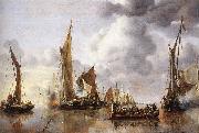 The State Barge Saluted by the Home Fleet, Jan van de Capelle